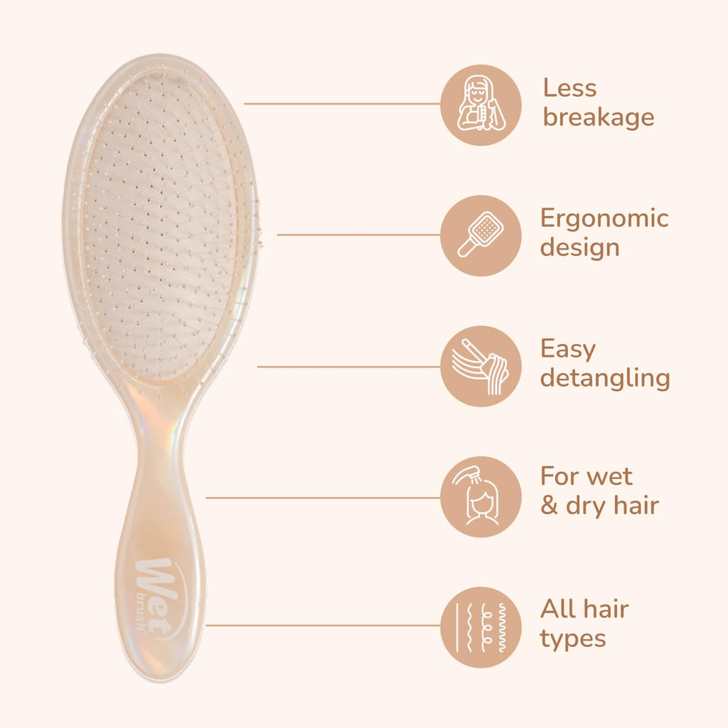 Wet Brush Original Detangler Hair Brush - Ultra-Soft IntelliFlex Bristles for All Hair Types | Limited Edition Cream Iridescence Icon