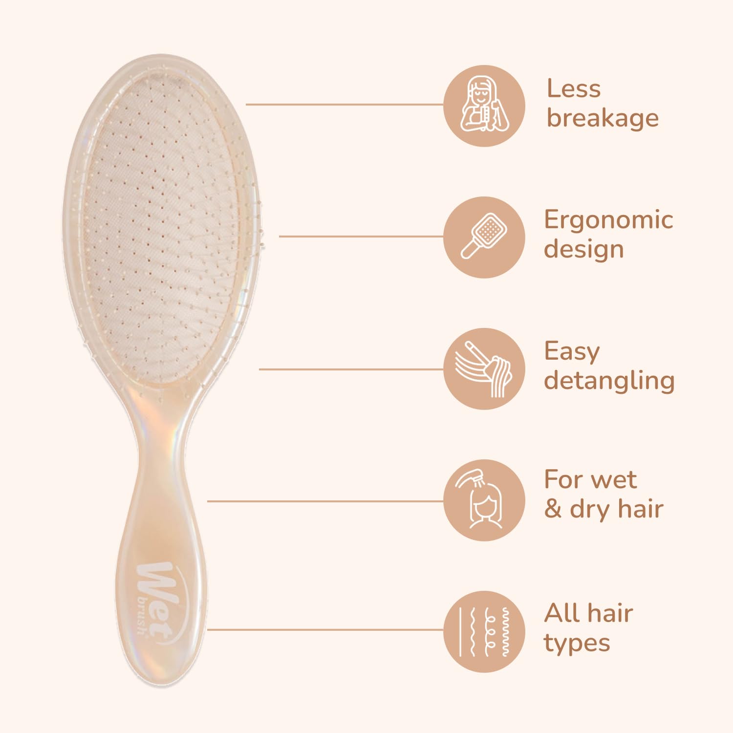 Wet Brush Original Detangler Hair Brush - Ultra-Soft IntelliFlex Bristles for All Hair Types | Limited Edition Cream Iridescence Icon