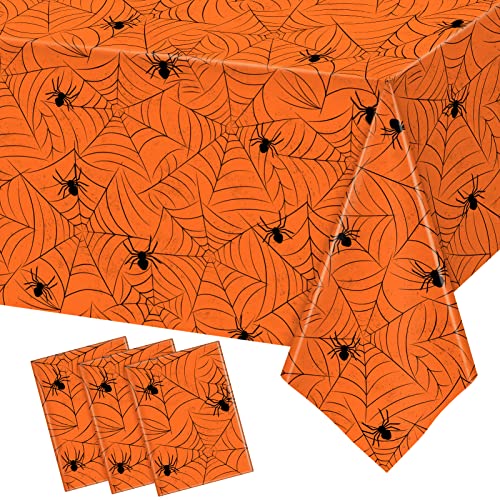 Orange Halloween Tablecloth Set of 3 Rectangular Plastic Decorations