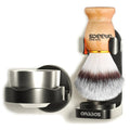 Anbbas 4IN1 Shaving Brush Set,Nylon Bristles Wood Handle and Stainless Steel Soap Bowl,ABS Wall Mounted Shaving Holders for Brush and Bowl for Men Wet Shave