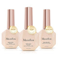 MelodySusie Top Coat Builder Gel Base Coat No Wipe Glossy Set Long Lasting Shine Finish Soak Off UV LED Nail Lamp Nail Polish Art Design Manicure Kit Perfect Gifts for Women Girls 3 Pcs 15ml Clear