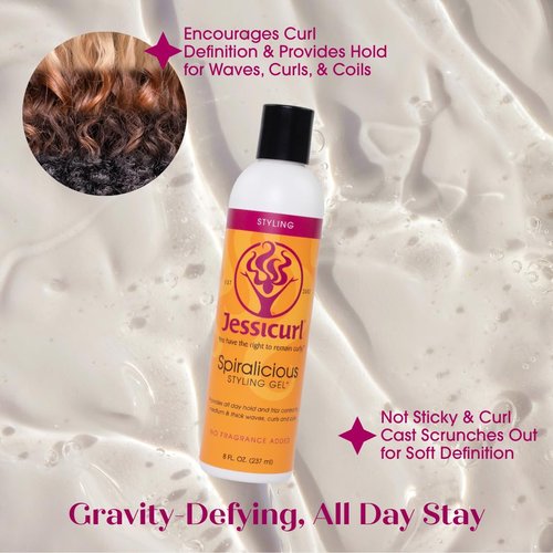 Jessicurl Spiralicious Gel - Citrus Lavender Curl Defining & Frizz Control | 2 Fl Oz for All Hair Types