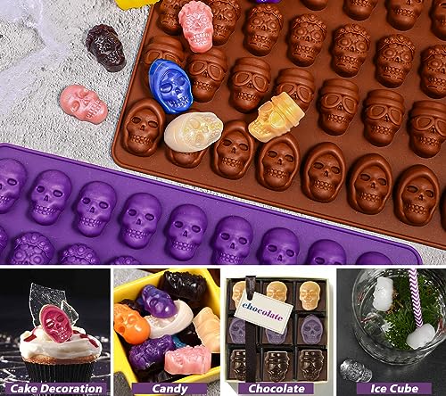 Mini Skull Silicone Candy Mold with 4 Shapes – 36 Cavities for Gummies, Chocolates, Jello, Cupcake Decorations