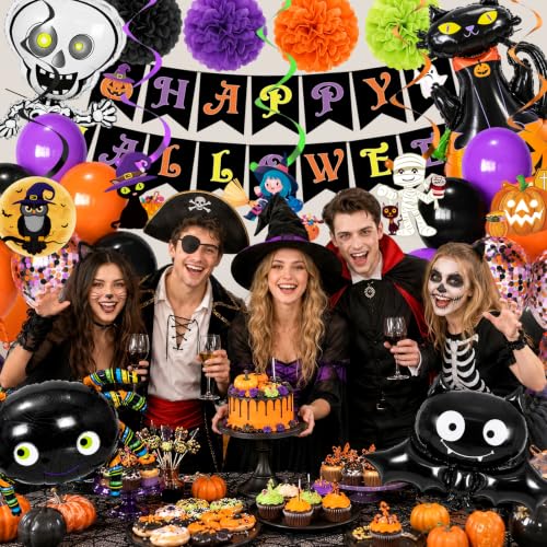 Halloween Party Decorations Set with Banner Balloons and Themed Ornaments