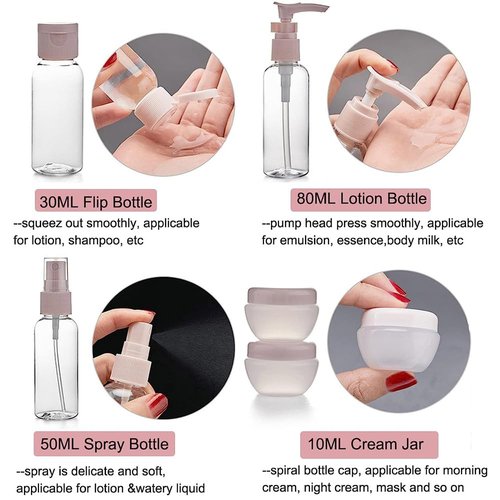 12 Pack Travel Bottles Set for Toiletries TSA Approved Travel Size Containers for Toiletries with Labels BPA Free Leakproof Squeezable Refillable Airplane Travel Accessories for Shampoo Conditioner