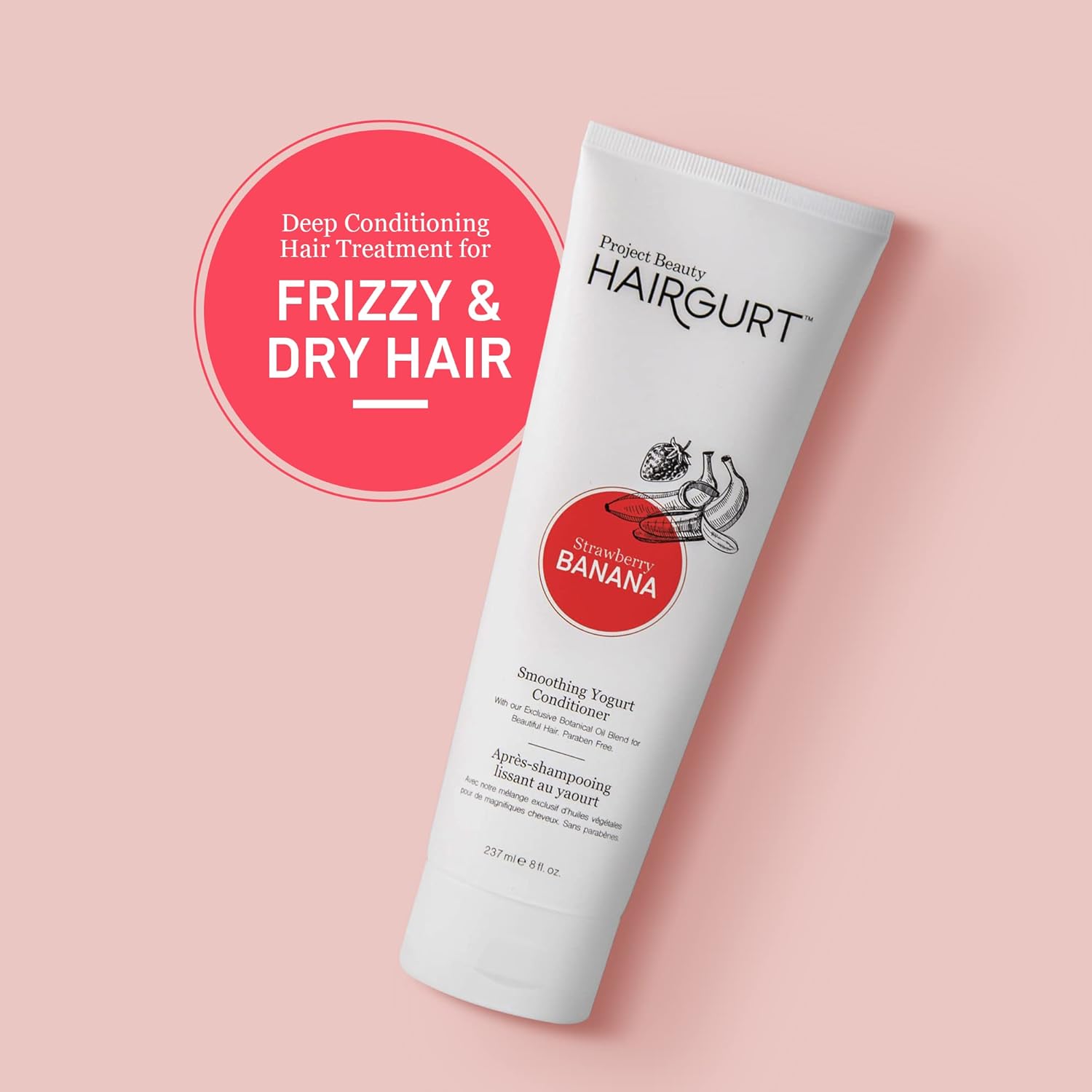 Strawberry Banana Hair Care Set - Smoothing Shampoo, Conditioner & Mask for Frizz Control - Natural & Sulfate-Free