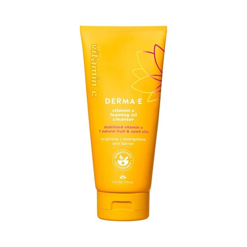 Derma E Vitamin C Foaming Oil Cleanser - 2-in-1 Oil-to-Foam Face Wash, 6 Fl Oz | Brightens & Nourishes Skin