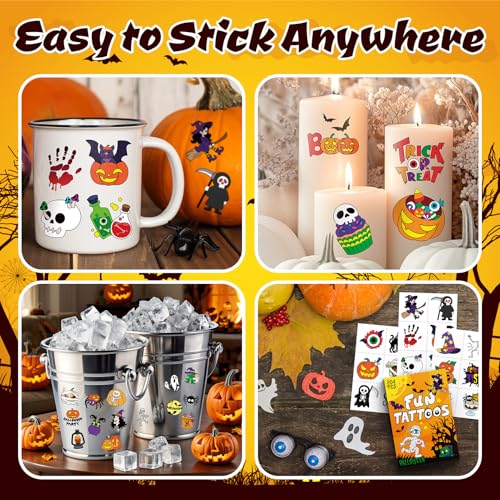 Kids Halloween Temporary Tattoos Set 204 Designs for Parties & Trick-or-Treating