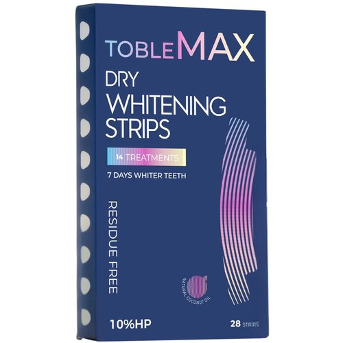 TobleMAX Teeth Whitening Strips – 14-Day Treatment, Non-Slip & Enamel-Safe, 10% Hydrogen Peroxide with Coconut Oil for Sensitive Teeth, Fast Stain Removal