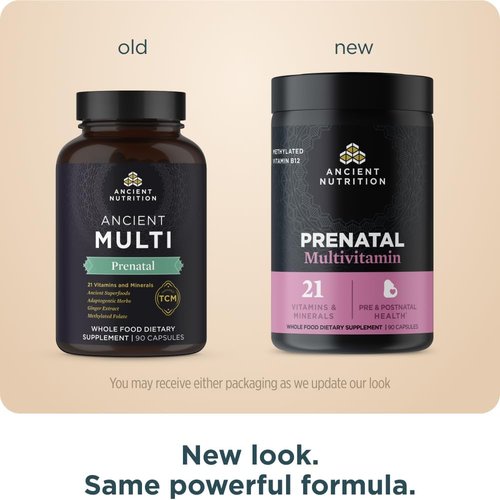 Ancient Nutrition Prenatal Vitamins - Methylated Multivitamin for Women's Fertility & Pregnancy Support | 90 Ct