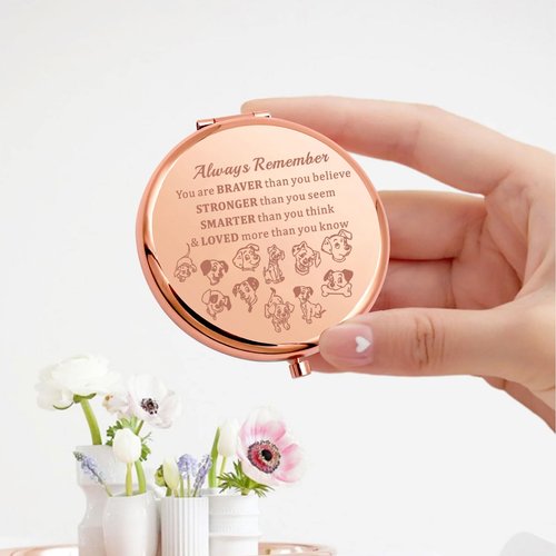 KEYCHIN 101 Dalmatians Pocket Mirror Pongo and Perdita Fans Gifts You are Braver Stronger Smarter Than You Think Dalmatians Compact Makeup Mirror (Dogs-RG)