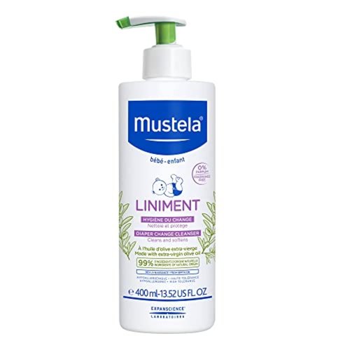 Mustela Liniment - Fragrance-Free No-Rinse Baby Cleanser with Extra Virgin Olive Oil - 13.52 fl. Oz