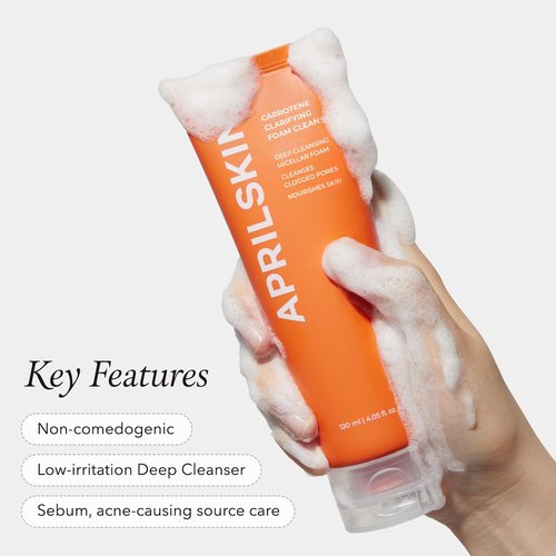 Aprilskin Carrotene Clarifying Foam Cleanser - Deep Cleansing & Sebum Control for Oily Skin - 120ml | Vegan & Cruelty-Free