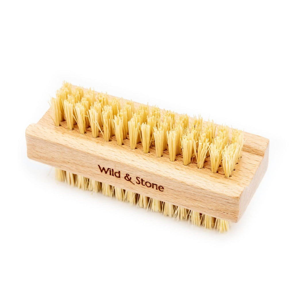 Wild & Stone | Wooden Nail Brush | Double-Sided Natural Sisal Fingernail and Toenail Brush | FSC Certified Beechwood & Sisal Fibres | Vegan & Plastic Free (One Size, 2, Count)