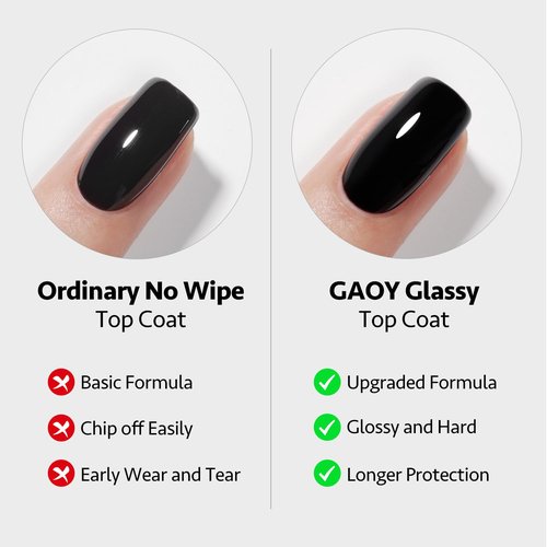 GAOY 4 Pcs 16ml No Wipe Gel Top Coat, Glassy Clear Top Coat, High Gloss Finish for UV Light Cure Gel Nail Polish