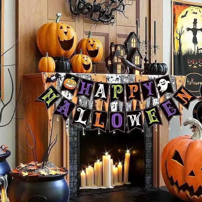 Halloween Banner and Garland for Party Decorations - Spooky & Reusable