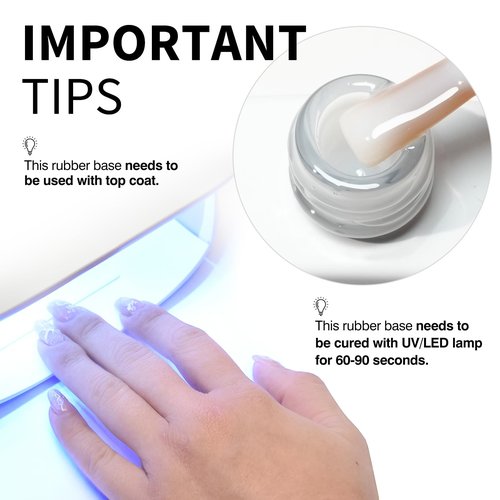 CANNI Rubber Base Gel Set - 6 Colors Milky White Clear Pink Nude Builder Nail Gel for Nail Strengthening, Soak Off UV LED for Natural Nails, DIY Manicure Salon Use Women & Girls