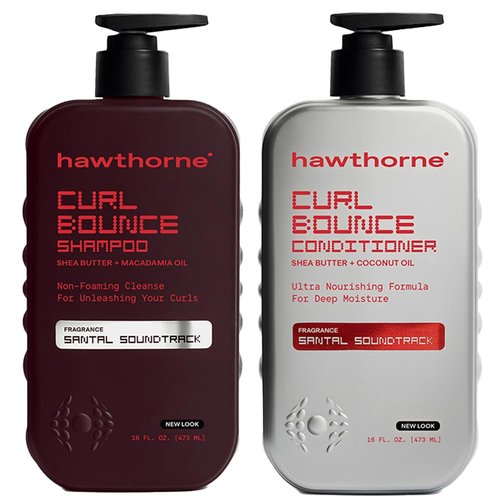 Hawthorne Curl Bounce Men's Curly Hair Shampoo & Conditioner Set - Sulfate-Free, Nourishing Formula | 16 oz Each