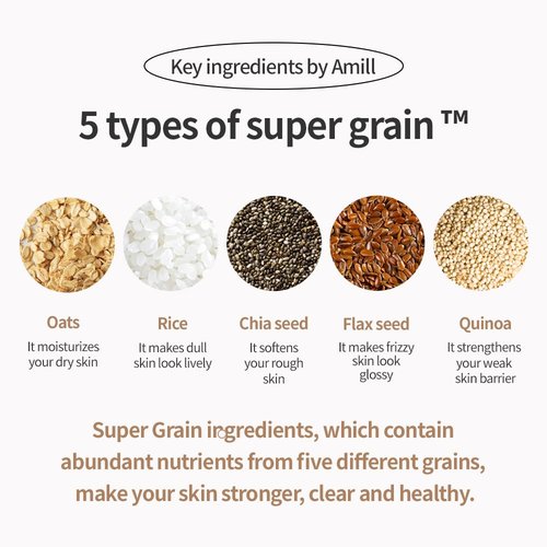 Amill Super Grain Foam Cleansing - Gentle Facial Cleanser with Multi-Grain Extracts | 100ml/3.39fl.oz