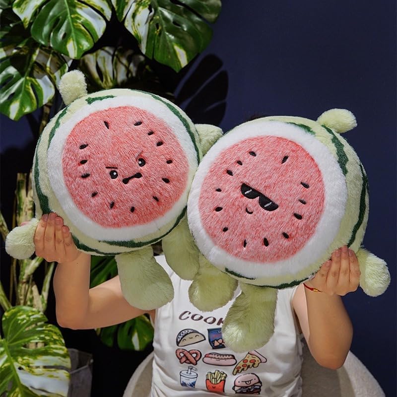 Watermelon Plush Pillow - 17.7 Inch Angry Fruit Soft Cushion for Kids & Adults
