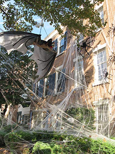 Giant Halloween Spider Decor 79 Inch Black Hairy Outdoor Indoor Props - 2 Pack
