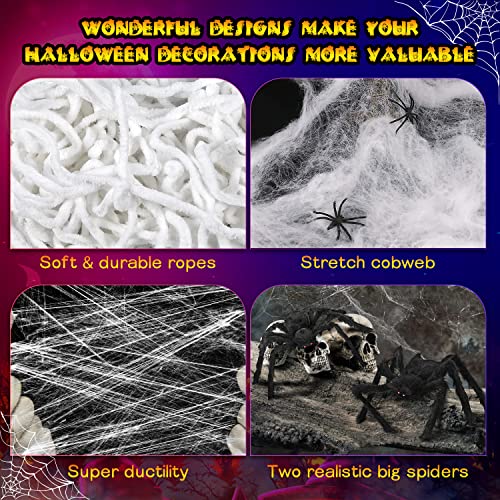 Halloween Spider Web & Giant Spider Set - 16 Ft Cobweb with 35 & 24 Inch Spiders - Black 905