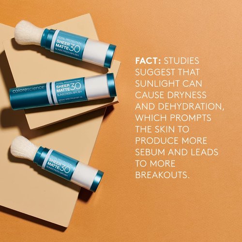 Colorescience Total Protection Sheer Matte SPF 30 Sunscreen Brush - Oily & Acne-Prone Skin, Unscented, 0.15 Oz