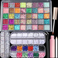 Face Glitter Rhinestones Kit with 40 Colors, Pearls & Glue for Face & Nails