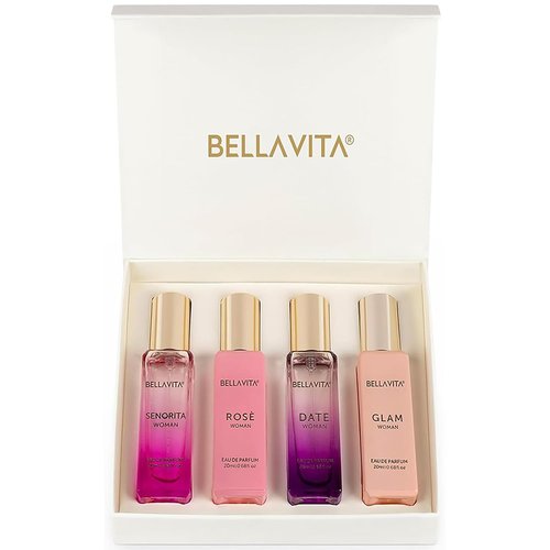Bellavita Luxury Women's Perfume Gift Set - 80ml | Rose, Senorita, Date & Glam | Long-Lasting Floral Fragrance