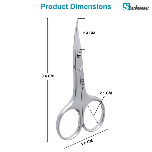 Stelone Multi Purpose Eyebrow Scissors Stainless Steel Curved Blade Cuticle Scissors for Manicure and Cosmetic, Brow Scissors for Facial Hair & Eyelash Trimming