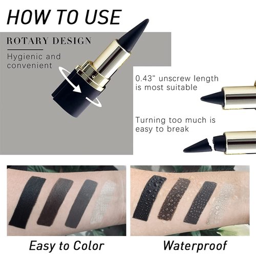 Evpct Black Eyeliner Gel Pencil Set - Waterproof Cream Formula for Stunning Eye Looks | 2 Pcs