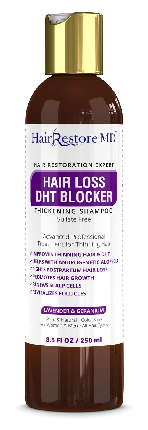 Hair LOSS DHT BLOCKER SHAMPOO "Lavender & Geranium", Biotin Hair Growth Thickening Caffeine Shampoo, Hair Loss Thinning and Fine Hair, Regrowth Thickening Products for Men & Women, Sulfate Free