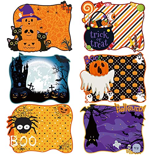 Halloween Placemats Set of 6 - Pumpkin Spider Ghost Table Mats - Halloween Variation