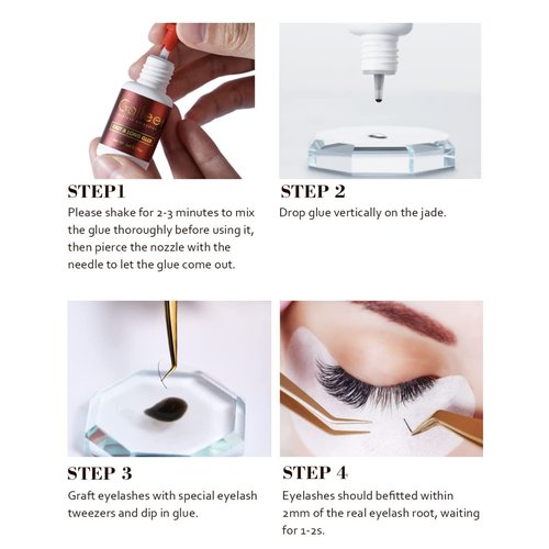 Eyelash Extension Glue Long Retention – 8 Weeks /1 Sec Drying Time/(0.17fl.oz / 5ml) Eyelash Glue for Eyelash Extensions Maximum Bonding/Black Lash Adhesive for Professional USE ONLY