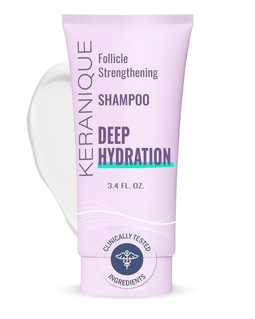 Keranique Deep Hydration Shampoo - Stimulates Scalp for Thinning Hair | Keratin, Biotin & Niacinamide, Sulfate-Free