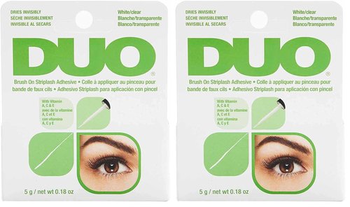 DUO Brush-On Clear Lash Glue –Waterproof Strip Lash Adhesive with Vitamins A, C & E, Long Lasting Eyelash Glue, 0.18 oz, (Pack of 2)