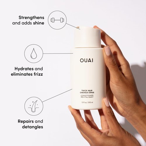 OUAI Thick Hair Shampoo & Conditioner Set - Sulfate-Free Formula for Moisturizing & Strengthening - 10 Fl Oz