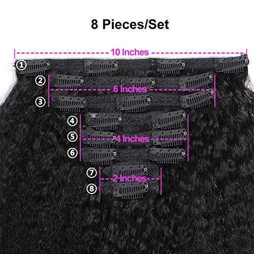 22-Inch Kinky Straight Clip-In Hair Extensions - Thick, Unprocessed Human Hair
