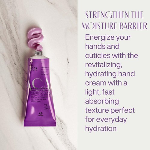 Natura Ekos Açaí Hand Cream - Anti-Dullness Moisturizer - Fast Absorbing Vegan Formula - 2.6oz (75g)
