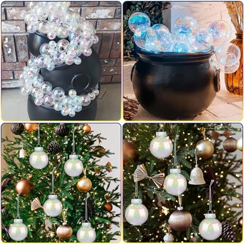 12 Pcs 3.15 Inch Iridescent Plastic Christmas Ornaments Balls - Variation of 3.15 Inch / 12