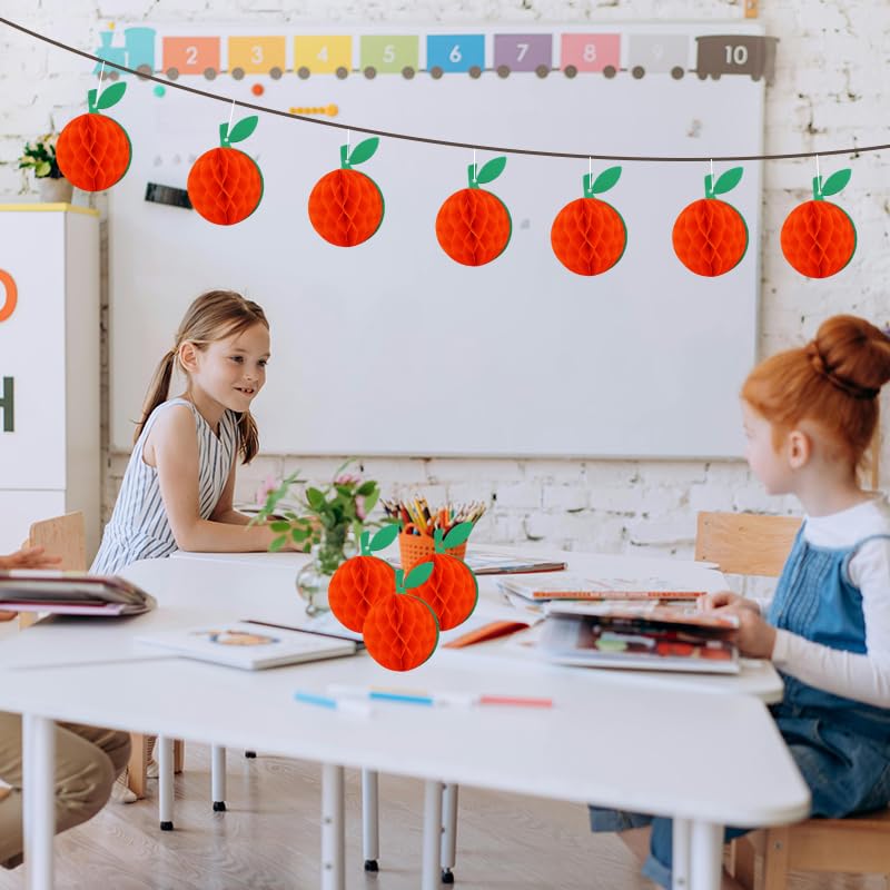 Orange Paper Honeycomb Balls Decorations - 10 Pack for Party Table Centerpieces & Hanging Decor