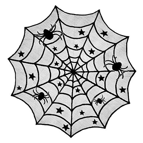 40 Inch Black Lace Spider Web Tablecloth Halloween Party Decor