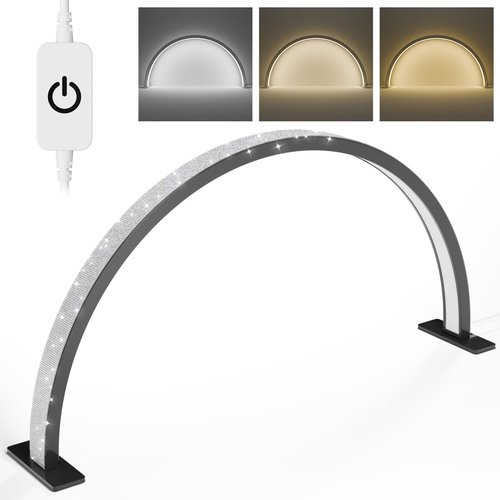 gelpal Large Half Moon Light for Nail Desk, 30" 48W Professionals Led Light, Desk Lamp for Lash Eyelash Extension,Makeup Desk lamp,Color Temperature 2700K-6000K, Salon&Home(Black Diamond)