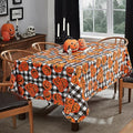Halloween Jack O Lantern Vinyl Rectangular Tablecloth 60x120 Inches with Flannel Backing - Rustic Fall Decor