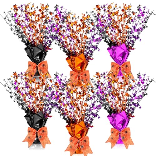 Halloween Table Centerpiece Decorations Set - Black, Orange, Purple, 6 Pieces