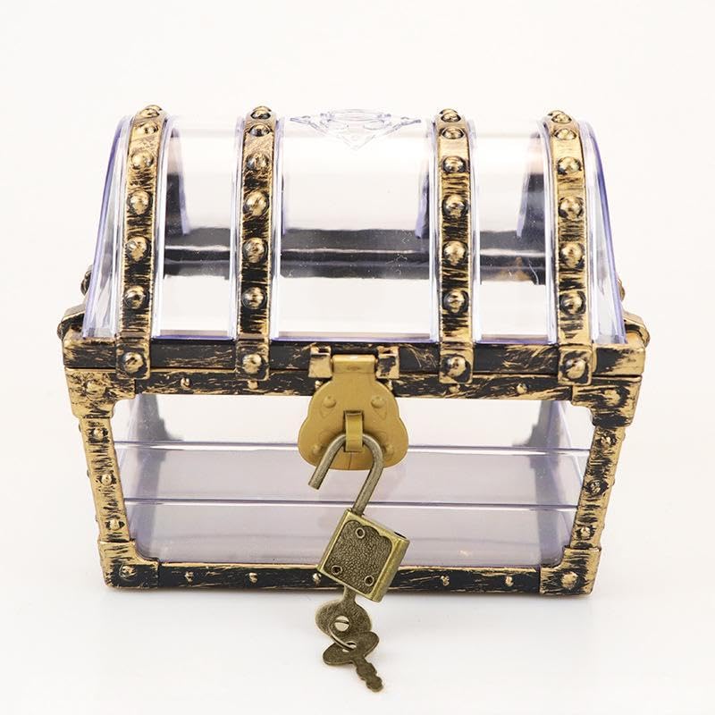 Vintage Pirate Treasure Chest with Lock and Key - Jewelry & Trinket Storage Box
