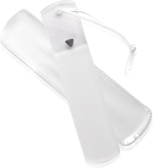 Bona Fide Beauty Czech Glass Foot File - Dual-Sided High Grit Rasp with Protective Sleeve | Clear Color