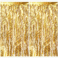 Gold Fringe Curtain Backdrop 2 Pack - Sparkling Tinsel Party Decorations