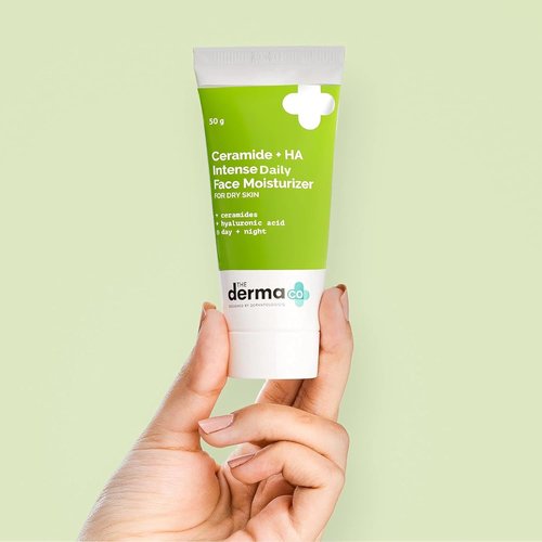 Derma Co Ceramide + HA Daily Face Moisturizer - Long-Lasting Hydration | Fragrance-Free, Lightweight | 1.76 Oz/50g
