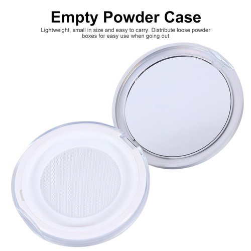 Beaupretty Powder Compact Container Plastic Empty Makeup Loose Powder Case with Puff and Elasticated Net Sifter Vintage Mirror, 2PCS